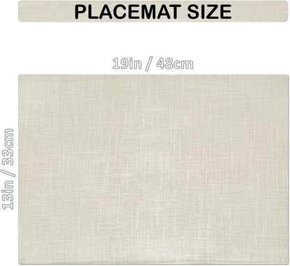 Placemat Set-Washable Place Mats for Parties, Elegant Table Mats for Kitchen Table, Set of 4 Dining Table Placemats, Heat-Resistant Cloth Placemats for Indoor and Outdoor,13x19-Light Beige