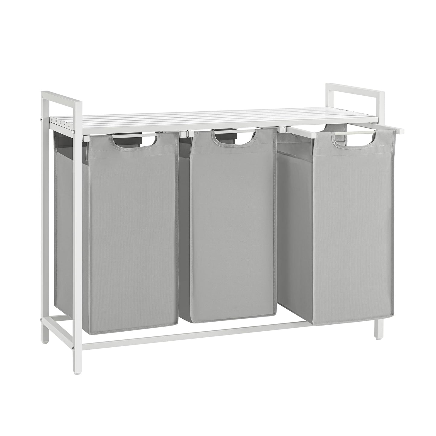 VASAGLE Laundry Hamper, Laundry Basket, Laundry Sorter with 3 Pull-Out and Removable Bags, Shelf