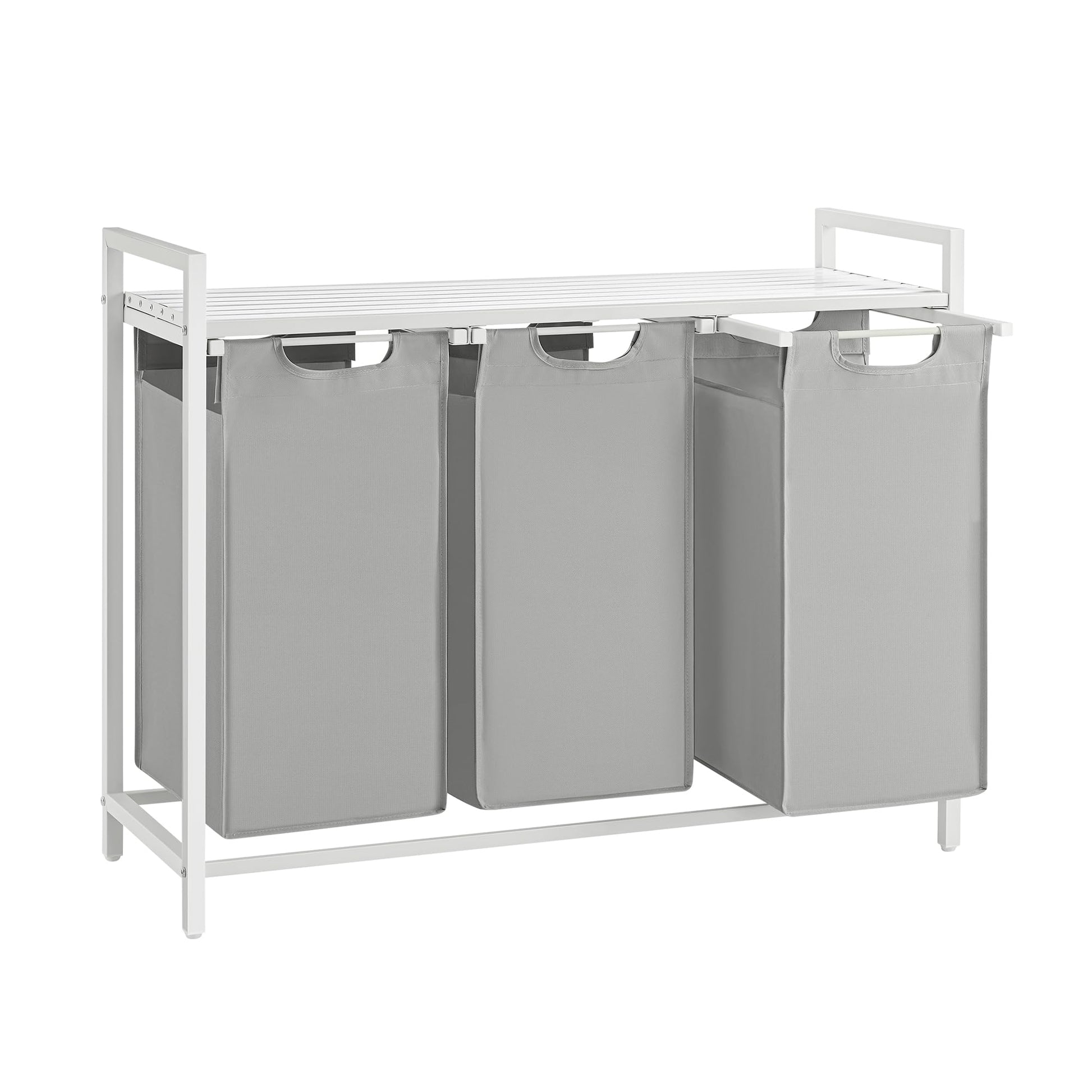 VASAGLE Laundry Hamper, Laundry Basket, Laundry Sorter with 3 Pull-Out and Removable Bags, Shelf