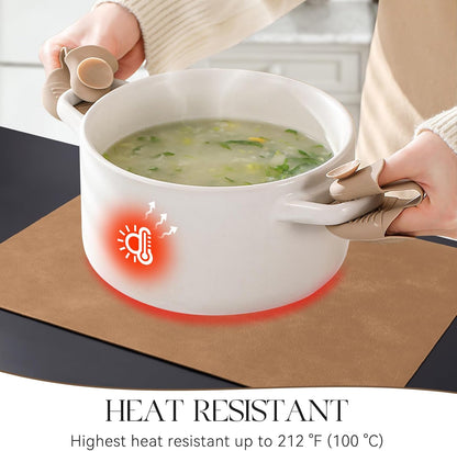 MOSAYT Vinyl Placemats Set of 4-12 X 17 Inch - Faux Leather 100% Waterproof Oil-Proof Wipeable PU Place Mats, Heat Resistant Reversible Table Mats for Kitchen, Dining, Outdoor (Camel)