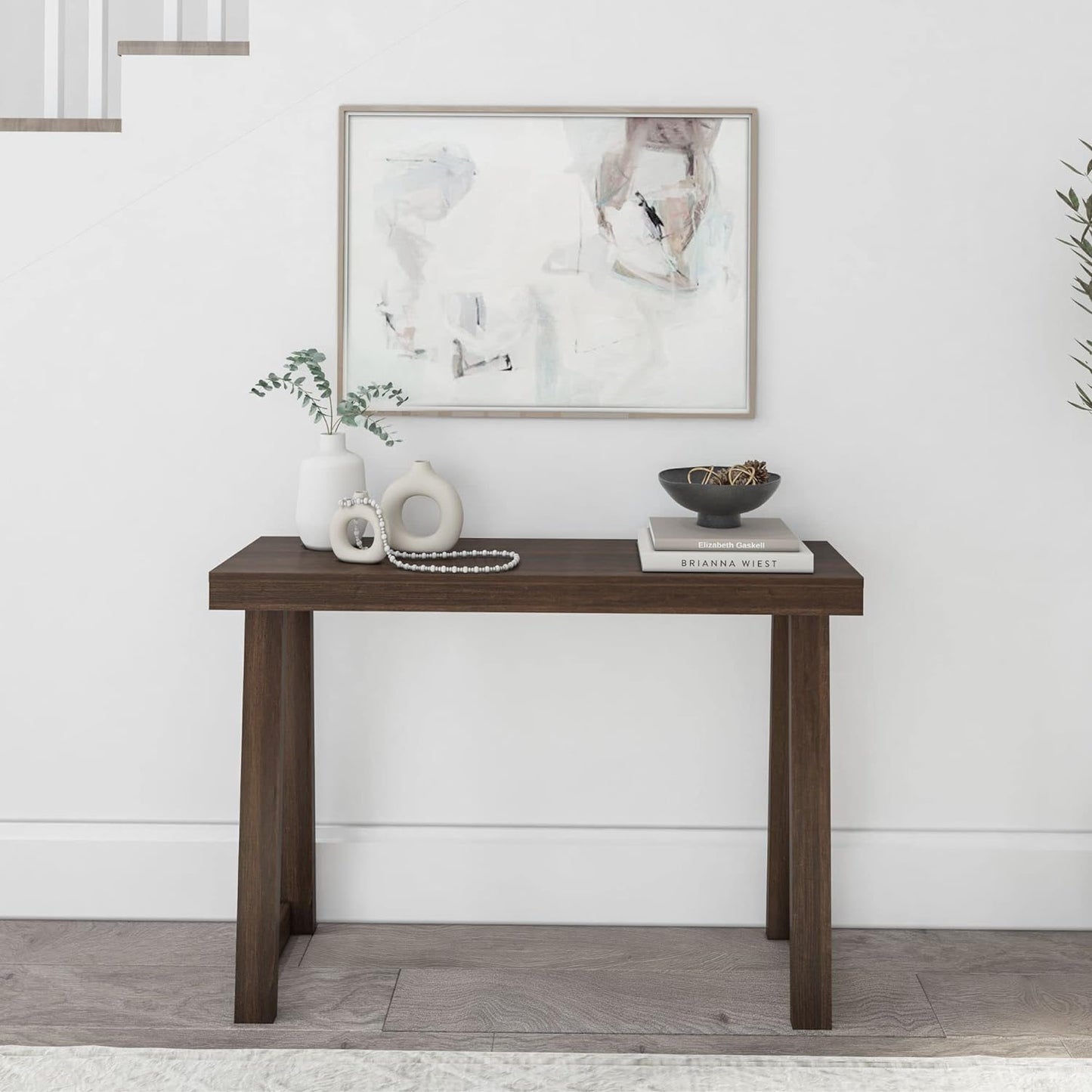 Plank+Beam Solid Wood Console Table, 46.25 Inch, Sofa Table, Narrow Entryway Table for Hallway, Behind The Couch, Living Room, Foyer, Easy Assembly, Walnut