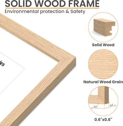 upsimples 16x20 Frames, Natural Solid Wooden Picture Frames, Display 11x14 with Mat or 16 x 20 Without, Vertical or Horizontal Wall Hanging, 1 Pack, Natural