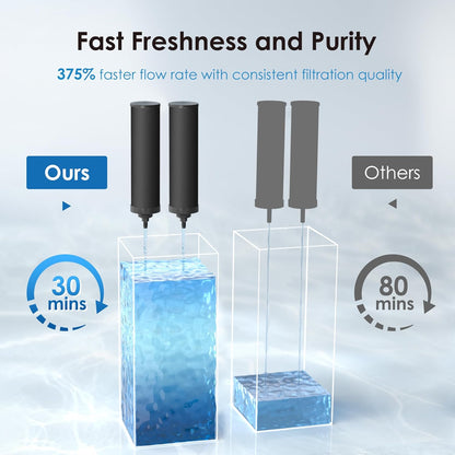 Waterdrop NSF/ANSI 42&372 Certified Water Filter, Replacement for Berkey® BB9-2® Black Filters, ProOne® or Alexapure® Gravity Water Filter System and Waterdrop King Tank Series, (Pack of 2)