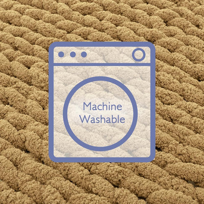 Bigacogo Chunky Knit Throw Blanket for Couch, 51x63 inches, 100% Hand Knitted with Thick Jumbo Chenille Yarn, Cozy Soft Large Rope Knot Cable Crochet Blankets for Sofa Bed Living Room, Goldenrod