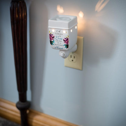 Elanze Designs Grandma Garden of Love Ceramic Stoneware Electric Plug-in Outlet Wax Oil Warmer