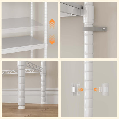 Double Row Over Washer and Dryer Storage Shelves, Laundry Room Organization and Storage, Heavy Duty Laundry Room Shelves, with Adjustable Height, 5-Tier