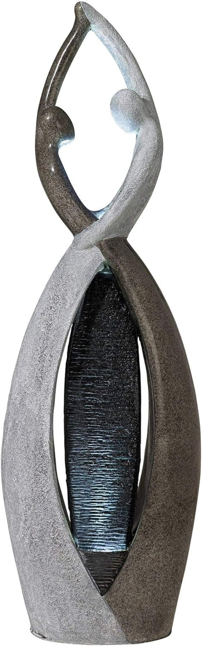 Dancing Couple 57" High Large Modern Indoor Outdoor Decor Faux Stone Floor Fountain with Light LED Standing Waterfall Tall Water Feature for Outside Garden Patio Yard Backyard Porch - John Timberland