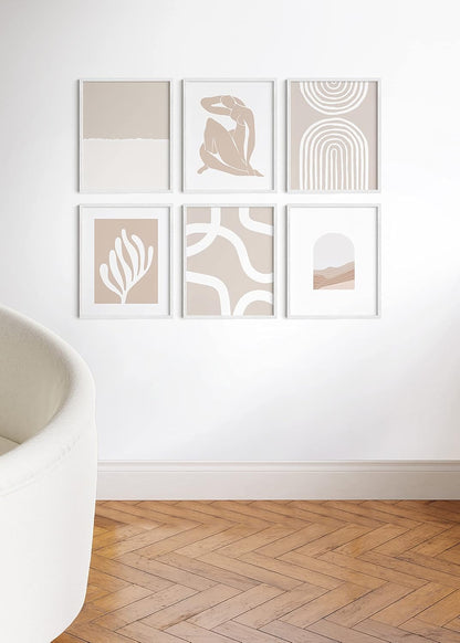 HAUS AND HUES Set of 6 - White Picture Frames Poster Frames for Wall, Wood Frame 16x20 White Frames Gallery Wall, Large Picture Frames (White Oak Frame), 16x20 in