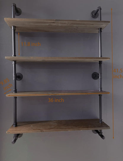 ROGMARS Floating Shelves for Wall,Solid Wood Shelves Industrial Pipe Shelving 36inch for Wall Decor,Kitchen,Living Room