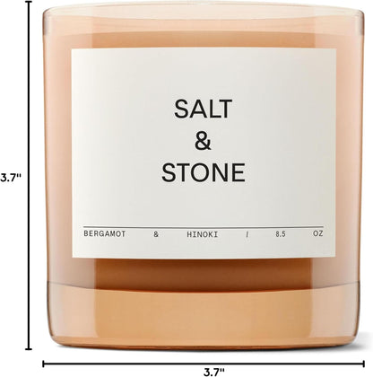 SALT & STONE Scented Candle for Women & Men | Hand-Poured, Aromatic & Fragrant | Coconut & Soy Blend Wax | 100% Cotton Wick | Long-Lasting 50 Hour Burn Time (8.5 oz) (Bergamot & Hinoki)
