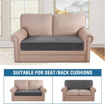 H.VERSAILTEX Velvet Stretch Individual Loveseat Couch Cover Plush Slipcover for Sofa Furniture Protector Seat Cover (1 Piece Loveseat Cushion Cover, Grey)