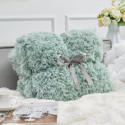 GONAAP Fuzzy Faux Fur Throw Blanket Twin Size Ice Blue Super Soft Cozy Plush Fuzzy Shaggy Blanket for Couch Sofa Bed (Ice Blue, Twin(60"x80"))