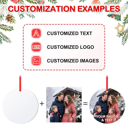 Personalized Photo Christmas Ornaments Double-Sided Metal Custom Picture Christmas Ornament 2024, Customized Xmas Tree Decorations Memorial Gifts for Kids Couples Family Friends Pet