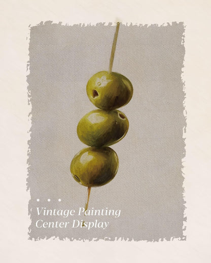 HUARCEY Gold Framed Wall Art for Living Room, Olive Skewers Painting Prints, Vintage Wall Decor for Kitchen, Minimalism Bedroom Wall Art for Home Office A string of olives 10L x 8W