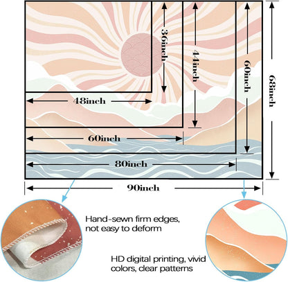 Lunerfex Boho Sun Tapestry Sunset Wall Tapestry, Mountain Tapestries for Bedroom 80s Tapestries Wall Hanging for Bedroom Living Room Decor Boho-2 44"x60"