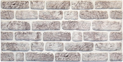 Dundee Deco 3D Wall Panels Faux Brick - Cladding, White Grey Stone Look Wall Paneling, Styrofoam Facing for Living Room, Kitchen, Bathroom, Balcony, Bedroom, Set of 10, Covers 53 sq ft