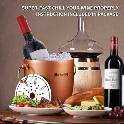 Ice Bucket with Lid, Scoop, Tongs and Strainer - Well Made Insulated Stainless Steel Keep Ice Frozen Longer - Ideal for Cocktail Bar, Parties, Chilling Wine, Champagne - 3 Liter (Copper)