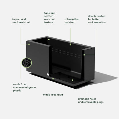 Veradek Block Series Long Box Planter - Large Rectangular Planter for Indoor or Outdoor Patio/Porch | Durable All-Weather Use with Drainage Holes | Modern Décor for Tall Plants, Flowers or Shrubs