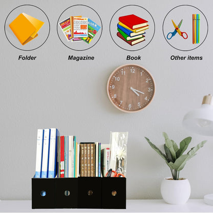 24 Pack Black Cardboard Magazine Holder, Sturdy Book Bins for Classroom Library, 10.6'' ×10.2'' ×3.5'' Inch Vertical File Folder Box