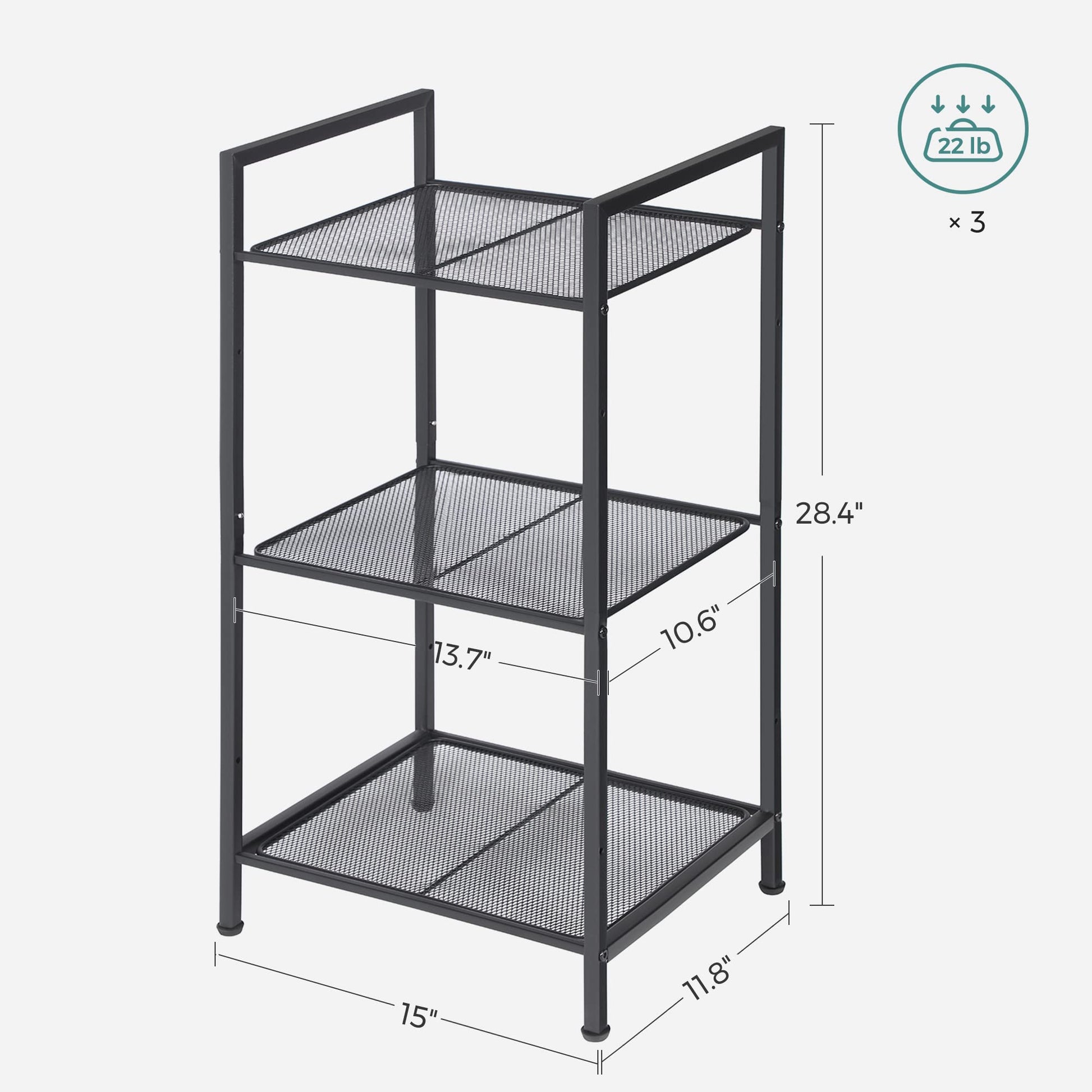 SONGMICS 3-Tier Storage Rack, Bathroom Shelf, Extendable Plant Stand with Adjustable Shelf, for