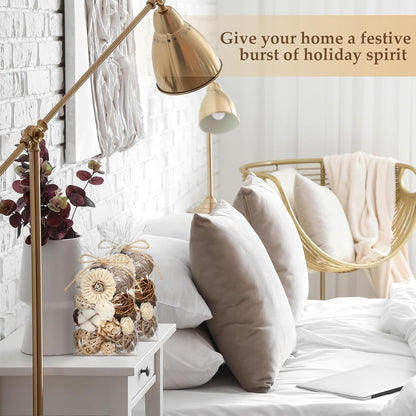 Riceshoot 2 Pack Decorative Balls Potpourri Bowl Filler Decor Natural Vase Bowl Filler Assorted Spherical Rattan Twigs Wicker Balls Cotton for Home Centerpiece(Brown)