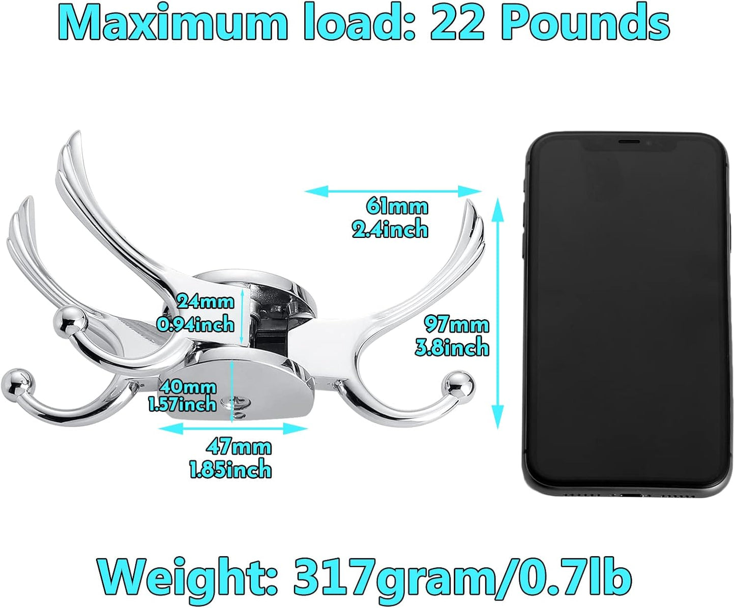 Heavy Duty Swivel Coat Hook Space Saving Towel Rope Hook Wall Mount Triple Swing Arms for RV Bathroom Kitchen Garage,Polished Chrome