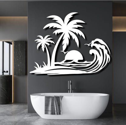 Palm Tree Metal Wall Decor,Palm Tree Metal Wall Art,Metal Palm Tree,Metal Palm Tree Wall Decor,Tropical Metal Wall Art,Beach Wall Decort,Metal Wall Decor (style 1,black,31 L" x 25 W" / 80 x 63 cm)