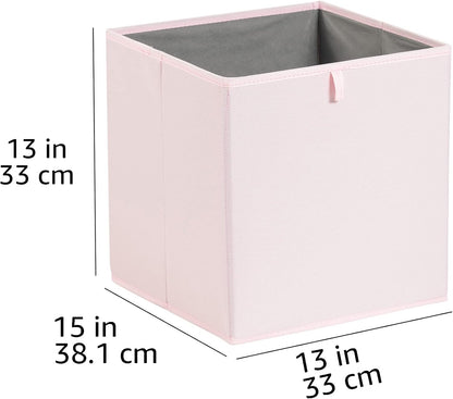 Amazon Basics Cube Organizer Bins, Collapsible Storage Baskets for Shelves, Peony Pink, Pack of 6, 13x15x13"