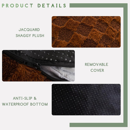 HIGOGOGO Round Stuffed Pouf Ottoman, Plaid Poufs with Foam Chunk Filling, Fluffy and Furry Pouf Foot Stool Storage Ottoman, 20 X 15 Floor Poufs Foot Rest for Living Room, Coffee