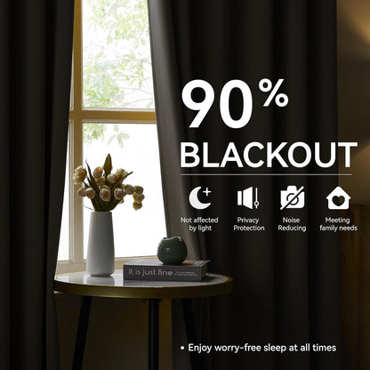 KangBang Grey Pinch Pleated Curtains 90 Inches Long for Bedroom, Blackout Energy Saving Neutral Modern Alloy Pinch Pleat Curtains & Drapes with Adjustable Hooks 2 Panels,40Wx90L