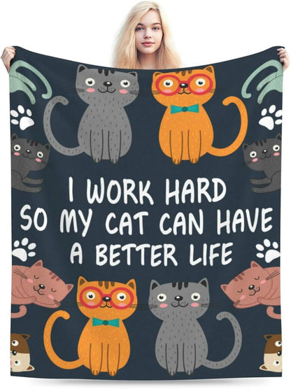 HGOD DESIGNS Cats Throw Blanket Funny Cat Blanket Animals Pet Pattern s Flannel Soft Warm Cozy Fuzzy 40"x50" Throw Blanket for for Women and Men