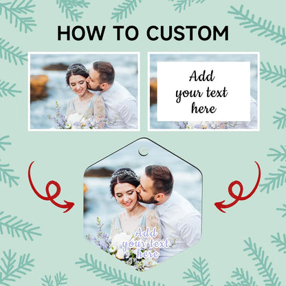 Personalized Christmas Ornaments 2025 Wood Custom Picture Text Hanging Ornament Customized Christmas Tree Decorations Keepsake Gift for Family Couples Xmas Tree Home Decor