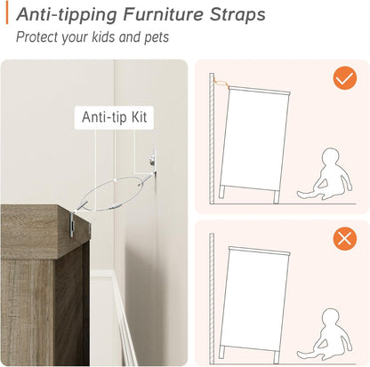 WAMPAT Baby Dresser for Bedroom with 3 Drawers, Kids Dressers with Wide Chest of Drawers, Modern Wooden Closet Storage Organizer, Small Dressers for Living Room, Nursery, Hallway, Rustic Oak