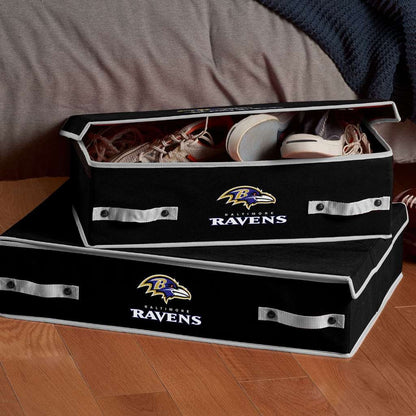 Franklin Sports Baltimore Ravens NFL Storage Bin - Under Bed Container - Folding Portable Bin for