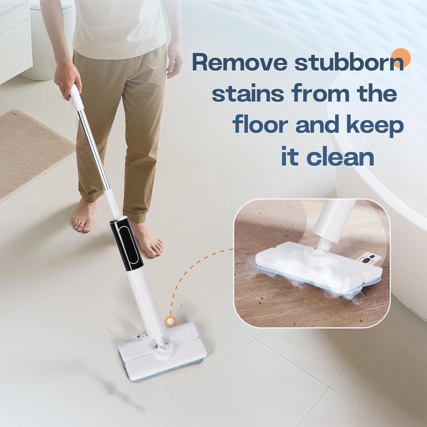 Steam Mop, Detachable Handheld Steam Cleaner for Home,1200W Heat to 260 °F in 20S, 2 Steam Modes & LED Display, 23FT Cord, Steam Mops for Floor Cleaning, Hardwood,Bathroom, Tile, Carpets