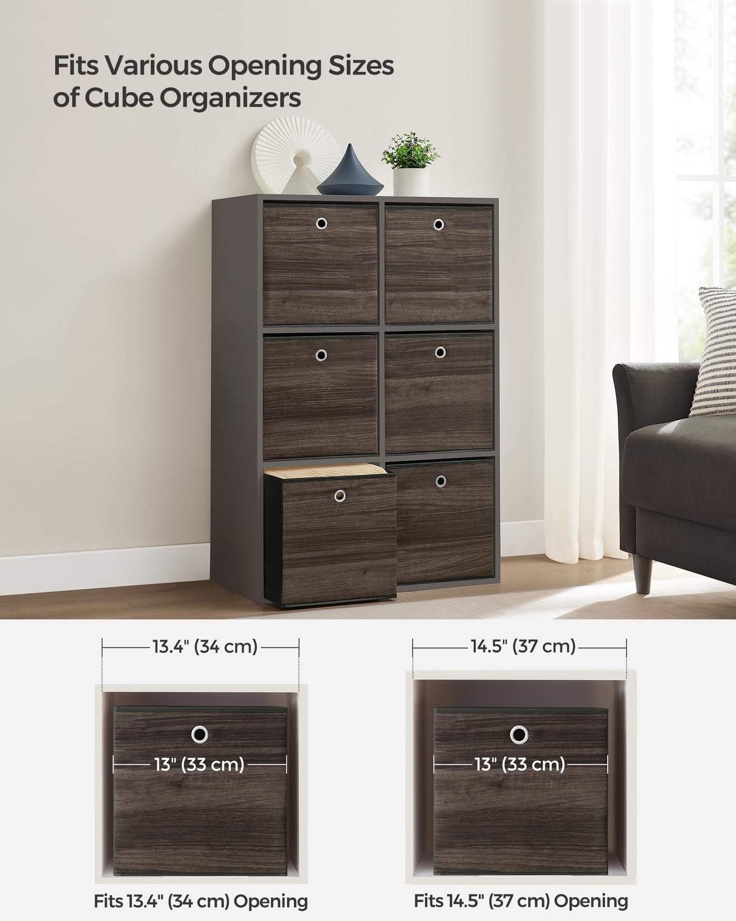SONGMICS Storage Cubes, Set of 6, 13-Inch Foldable Closet Organizers