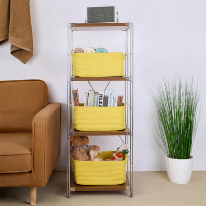 Large Storage Baskets for Shelves, Closet Organizers Bins for Clothes Blanket Towels, Baby Nursery, Toy Baskets Box, Woven Rope Baskets, 17 x 13 x 7.5”, 2 Packs Yellow