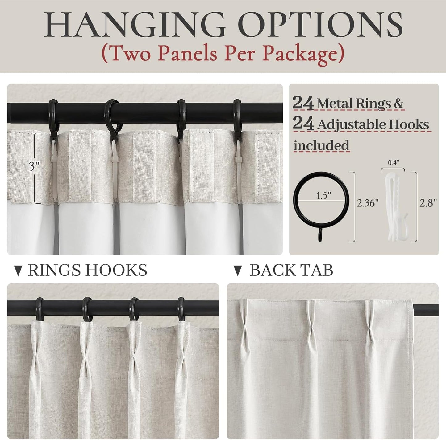 Blackout Curtains 70 Inches Total 140 width Extra Wide Pinch Pleated Long Curtain for Living Room, Cream Natural Linen Viral Curtain Room Darkening Insulated Windows Drapes (70"Wx102"Lx 2Panels)