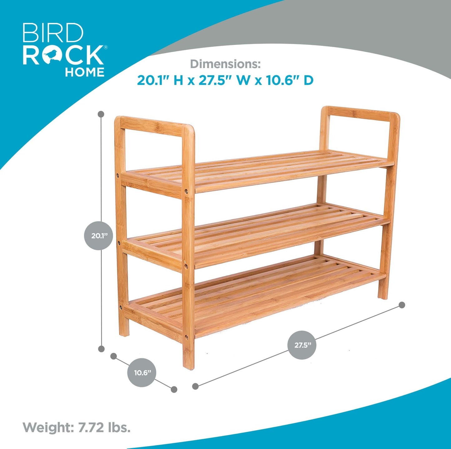 BIRDROCK HOME Bamboo Shoe Rack Organizer for Entryway, Closet, or Front Door - Stackable Wooden