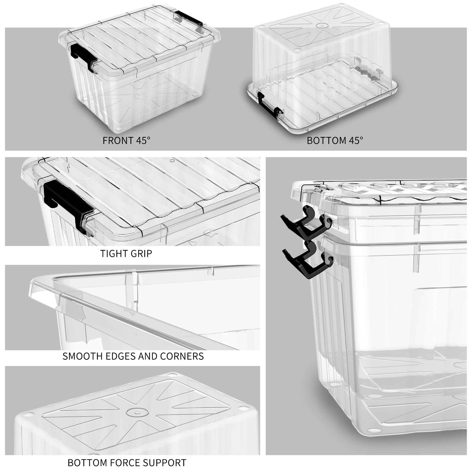 Cetomo 18Qt*4 Plastic Storage Bins, Storage Box, 4 Pack, Organizing Container with Durable Lids and