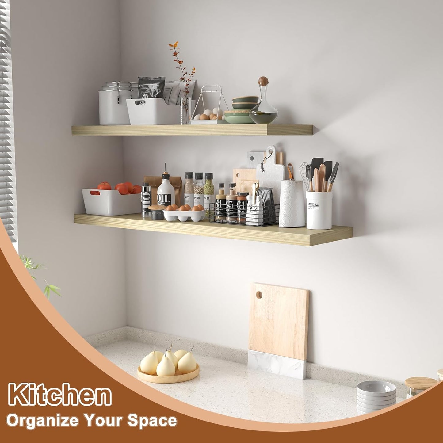 12 Inch Deep Floating Shelves for Wall 3 Pack Floating Shelves Large Storage Space Wall Mount Shelf for Living Room Kitchen Bathroom 30" W x 12" D x 1.2" H Oak