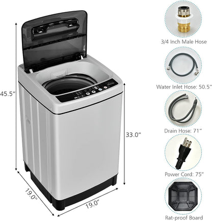 Giantex Full Automatic Washing Machine, 2 in 1 Portable Laundry Washer 1.5Cu.Ft 11lbs Capacity Washer and Spinner Combo 8 Programs 10 Water Levels Energy Saving Top Load Washer for Apartment Dorm