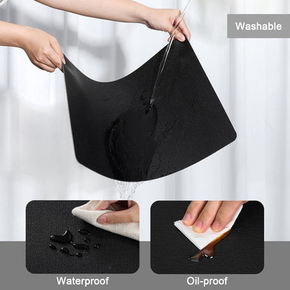 Myir JUN Placemats Dual Sided, Faux Leather Place Mats Set of 4 Indoor Placemats for Dining Table Outdoor Placemats Square Non-Slip Washable Table Mats (Black, Set of 4)