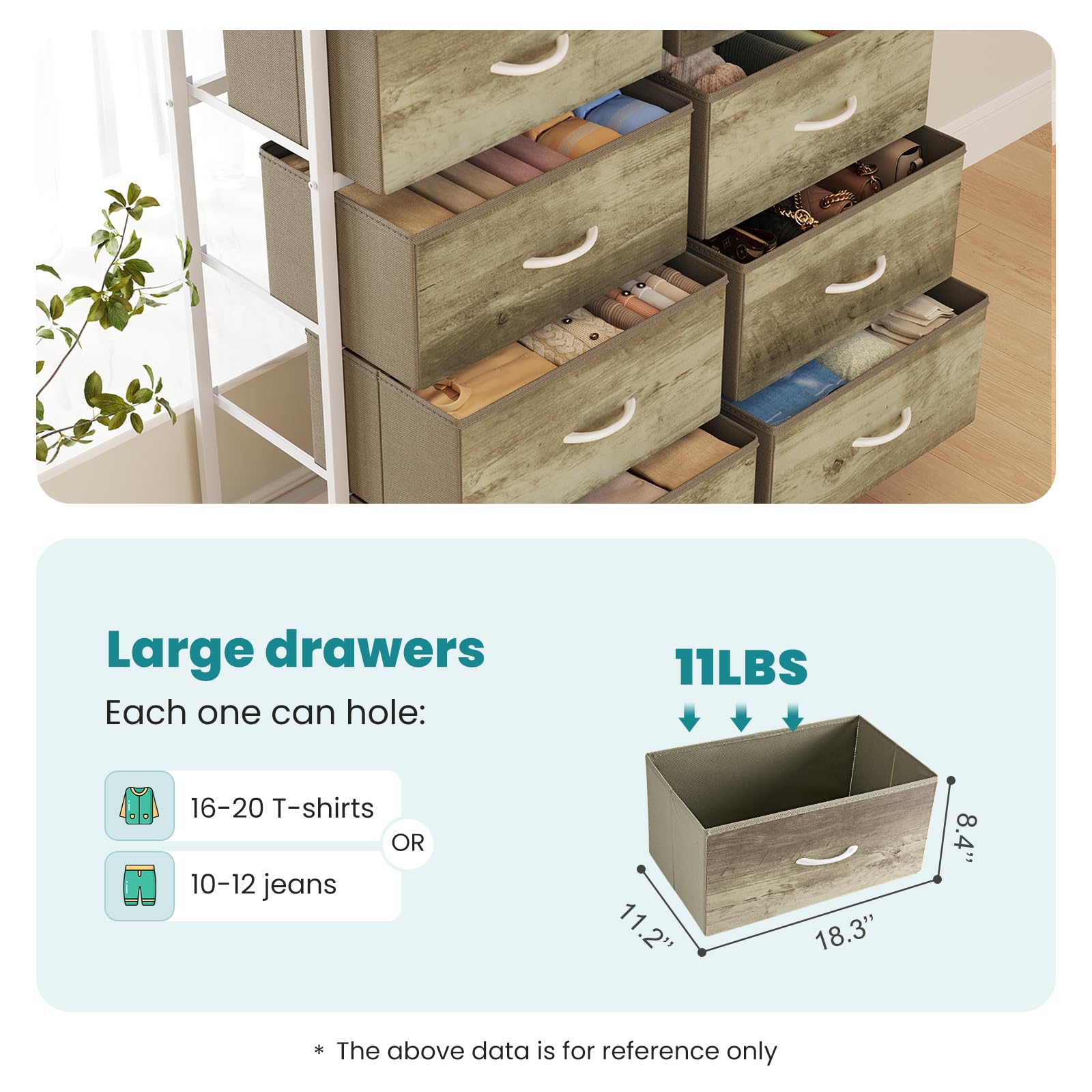 OLIXIS 8 Drawer Storage Dresser for Bedroom, Closet Organizers Units