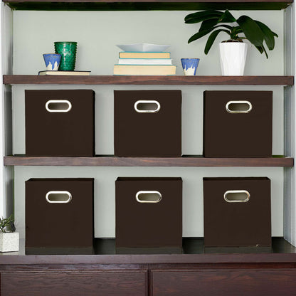 Household Essentials Fabric Storage Bins in Strong Poly‑Woven Fabric with Sturdy Chipboard Sides
