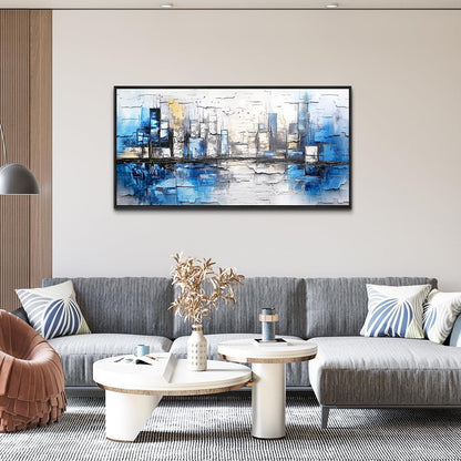 ZUITINGHUA Black Framed Canvas Wall Art For Living Room Wall Decor For Bedroom Office Wall Decorations Blue Landscape Paintings Abstraction Pictures Artwork Room Aesthetic Home Decor 20x40 In