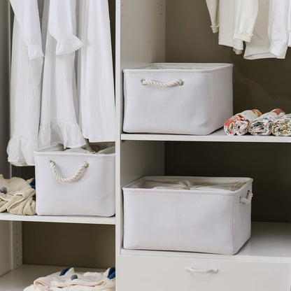TheWarmHome Storage Basket for Gifts Empty - X Large - 3 Pack 17.7L×13.8W×9.8H in Collapsible Storage Bin for Shelves, Toy Box Storage for Gifts Book Laundry (White)