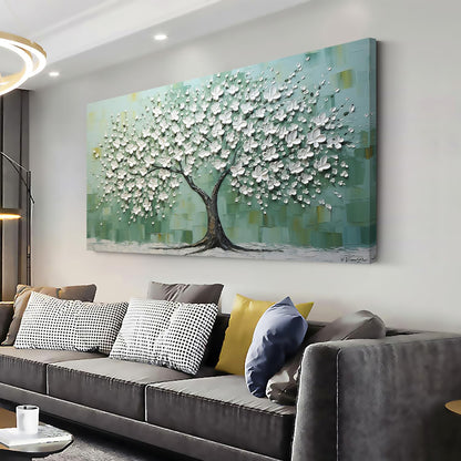 LASMOND Turquoise Tree of Life Wall Art for Living Room Canvas Prints Artwork Modern Abstract Bedroom Office Painting Decor (40x20 Inches)