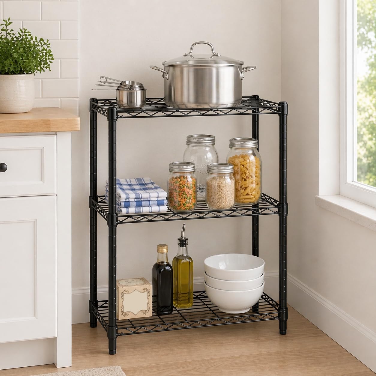 Honey-Can-Do 3-Tier Heavy Duty Adjustable Shelving Unit, 250-lb Per Shelf Metal Storage Rack, NSF