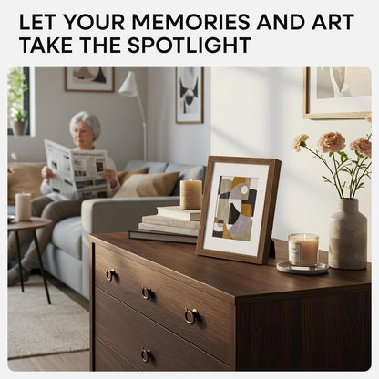 Homeforia A5 Wood Picture Frame, High-End Natural Oak 5.8x8.3 Frame Matted to 4.1x5.8 inch Photo, A5 Size Wooden Frames with Mat A6 for Art, 5.8 x 8.3 Poster Frames, Tempered Glass, Wall Kit, Set of 1